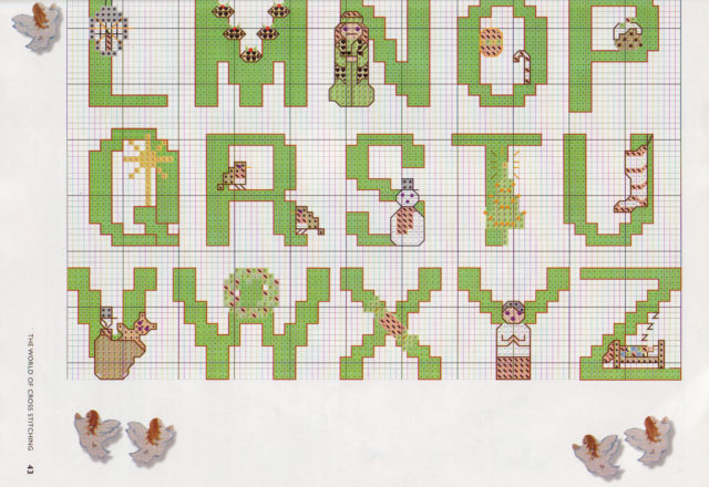 Christmas alphabet green letters L - Z