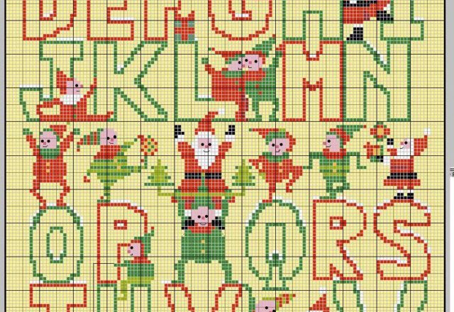 Christmas alphabet with small Santa Claus