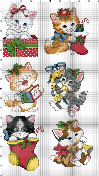 Christmas kittens cross stitch patterns