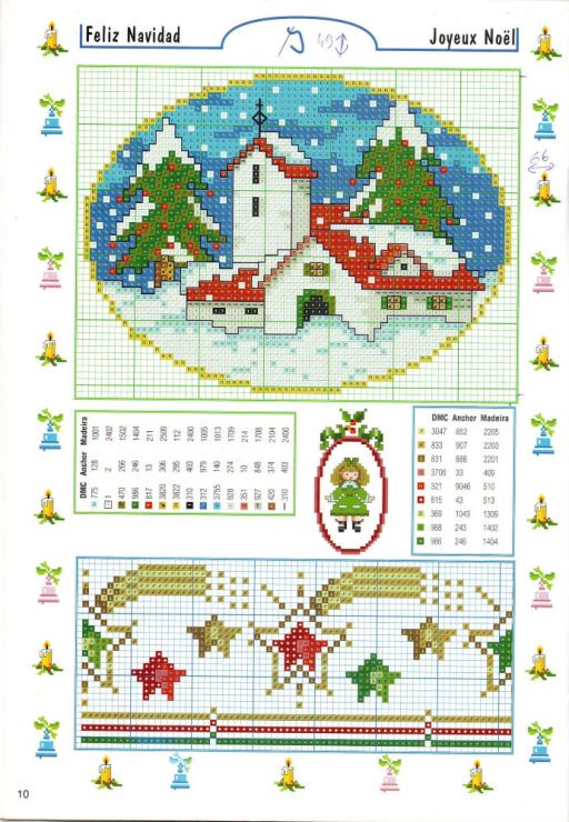 Christmas landscape cross stitch pattern