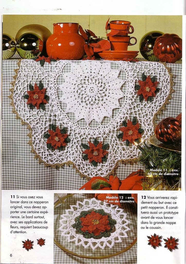 Christmas round crochet doily with flowers (1)