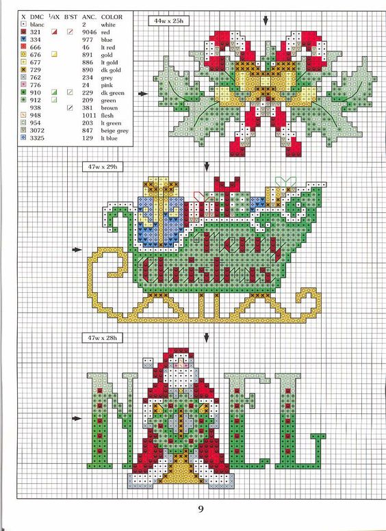 Christmas sleigh cross stitch pattern