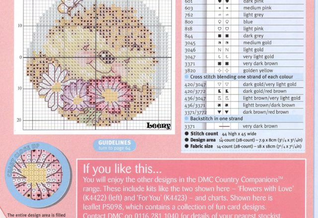 Circular pattern with a hedgehog and small flowers