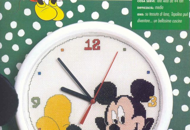 Clock cross stitch pattern with Mickey Mouse (1)