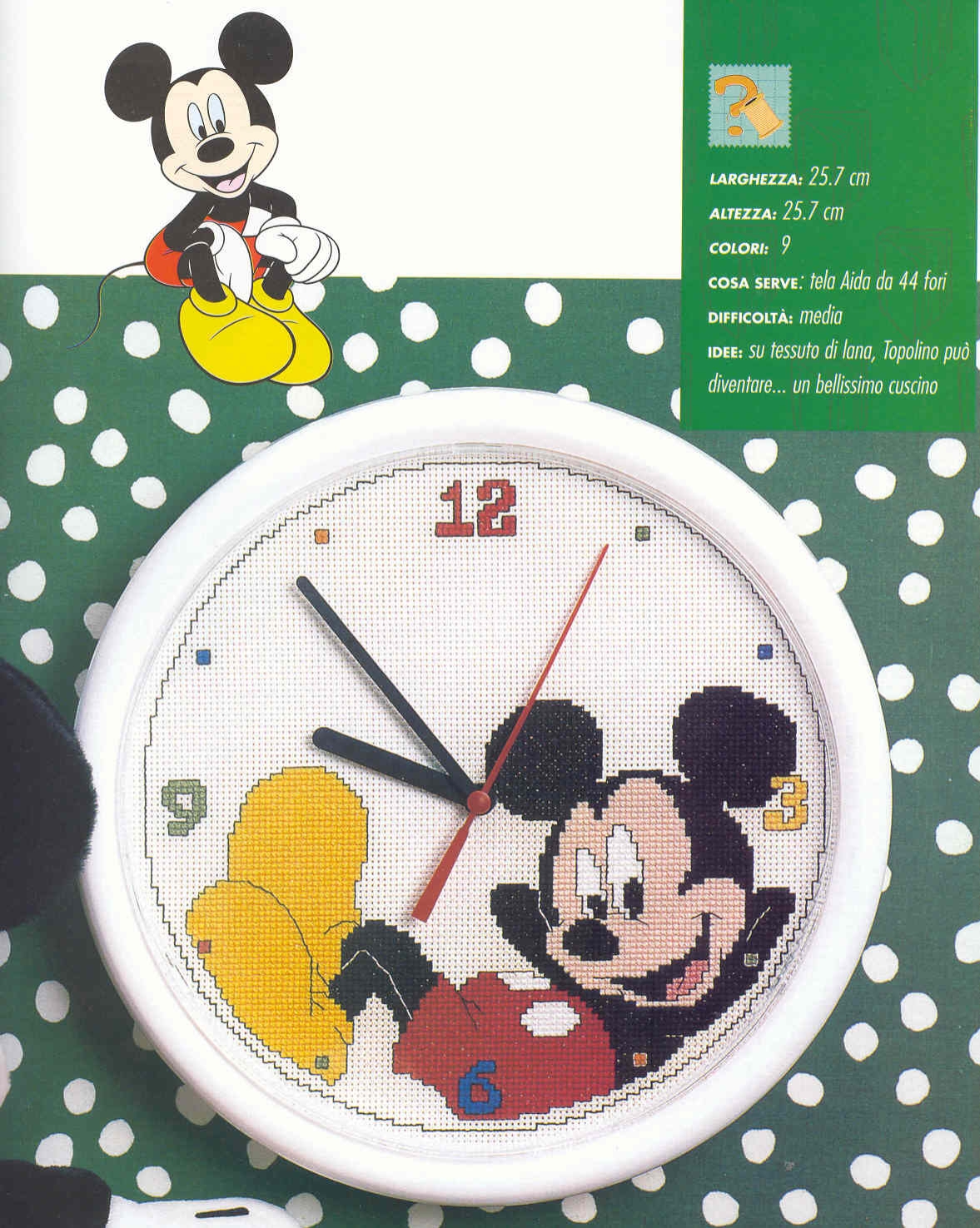 Clock cross stitch pattern with Mickey Mouse (1)