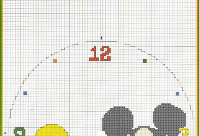 Clock cross stitch pattern with Mickey Mouse (2)