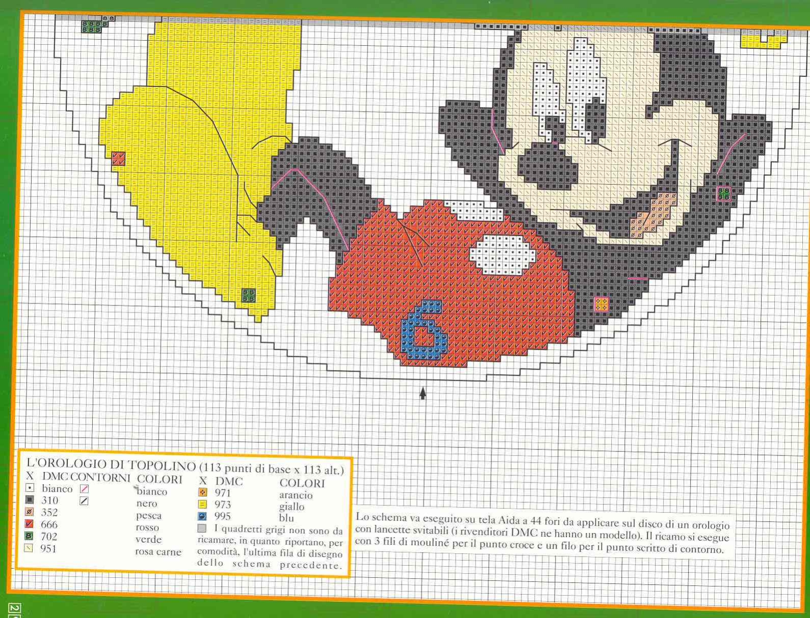 Clock cross stitch pattern with Mickey Mouse (3)