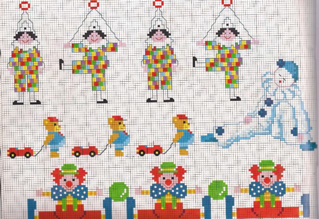 Clowns and juggers cross stitch patterns