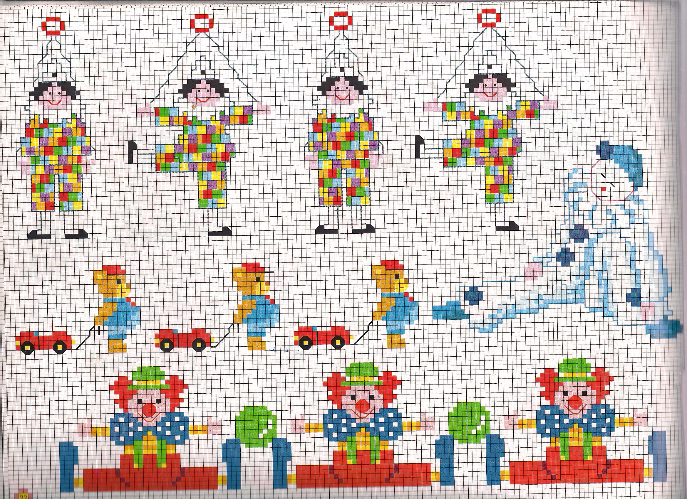 Clowns and juggers cross stitch patterns