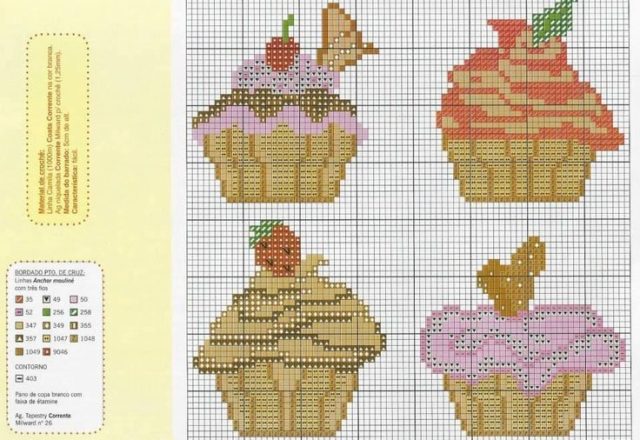 Colored cupcakes free cross stitch patterns