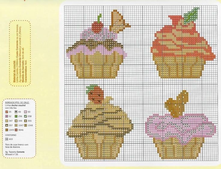 Colored cupcakes free cross stitch patterns