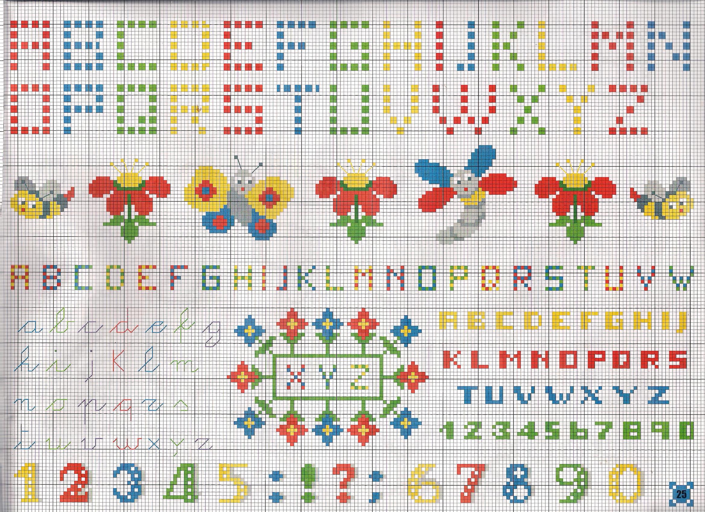 Colorful cross stitch alphabet