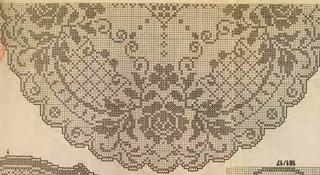 Complex crochet filet pattern round table cloth with roses free download (2)