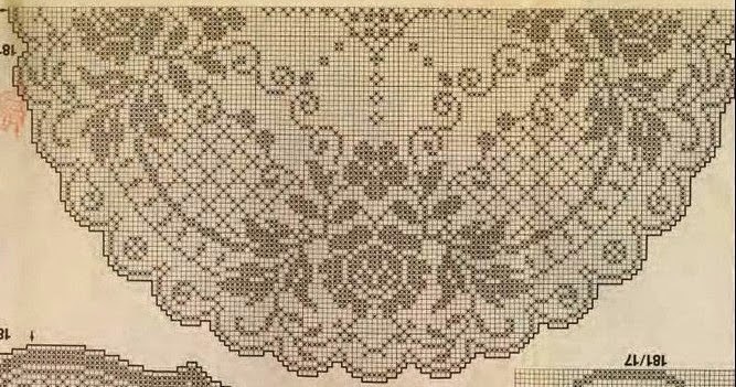 Complex crochet filet pattern round table cloth with roses free download (2)