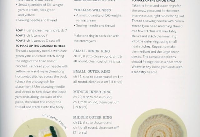 Courgettes and onion ring amigurumi pattern