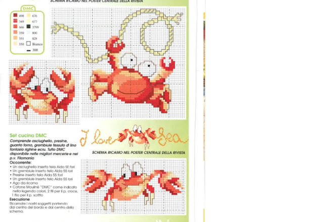Crab cross stitch pattern