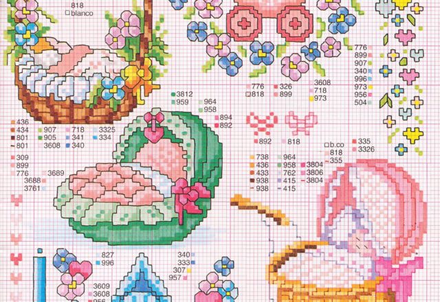 Cradle and baby carriage free cross stitch patterns for birth records