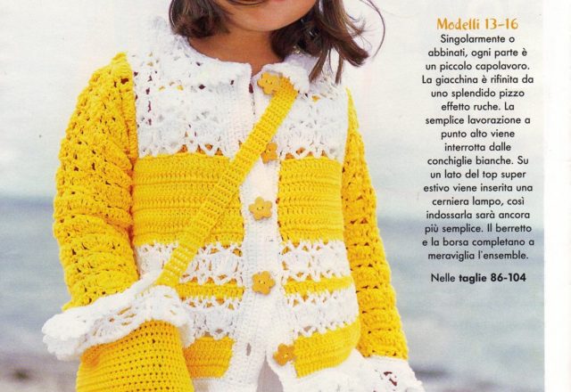 Crochet Child Jacket camisole hat and bag (1)