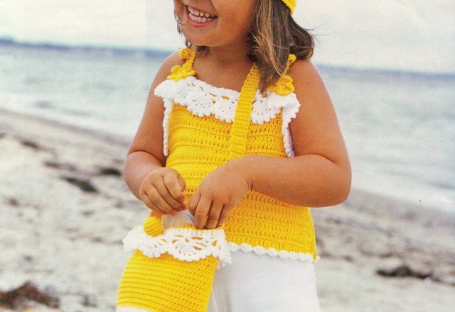 Crochet Child Jacket camisole hat and bag (2)