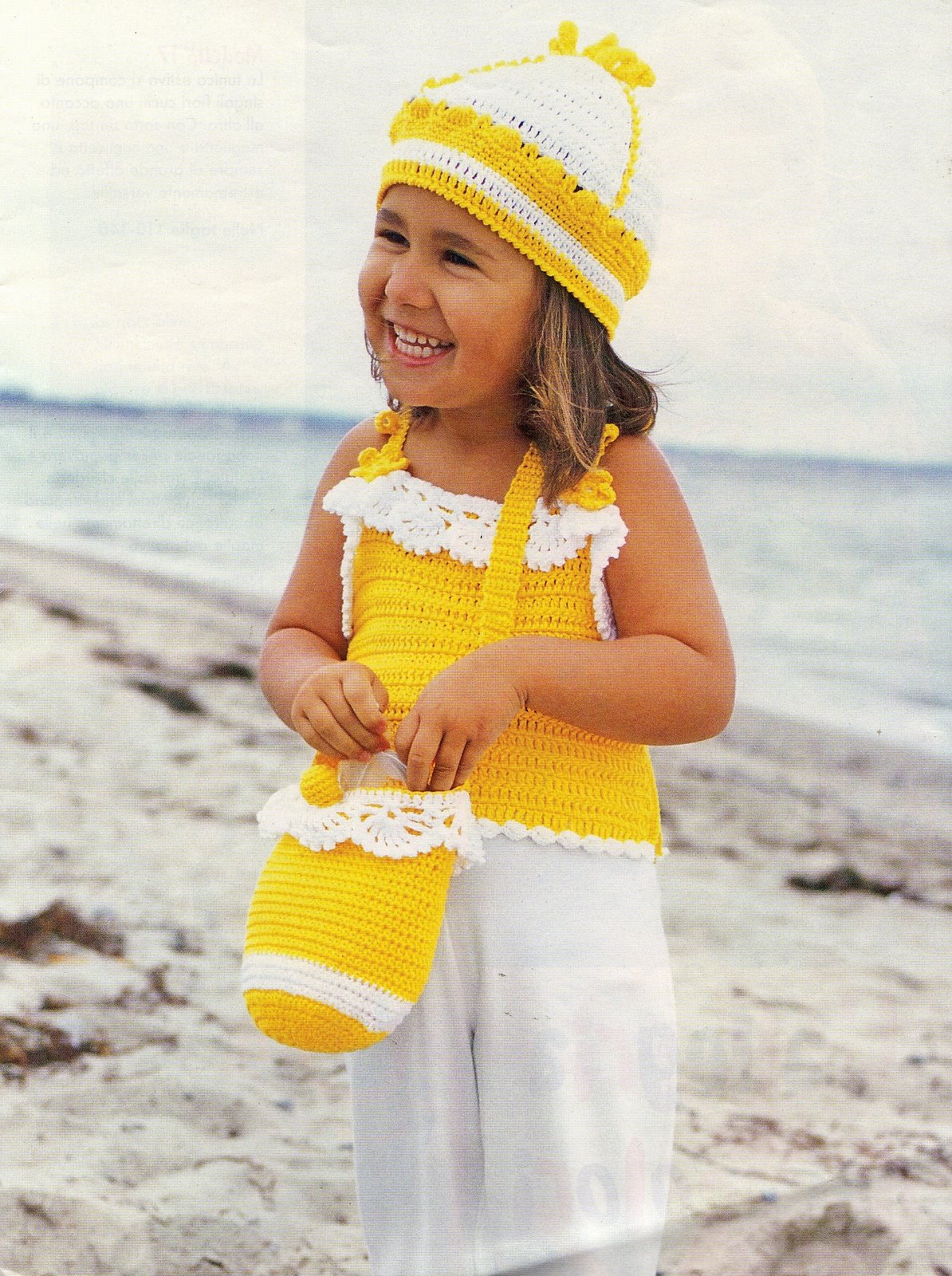 Crochet Child Jacket camisole hat and bag (2)