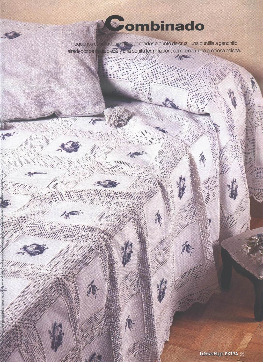 Crochet and Cross Stitch bedspread (1)