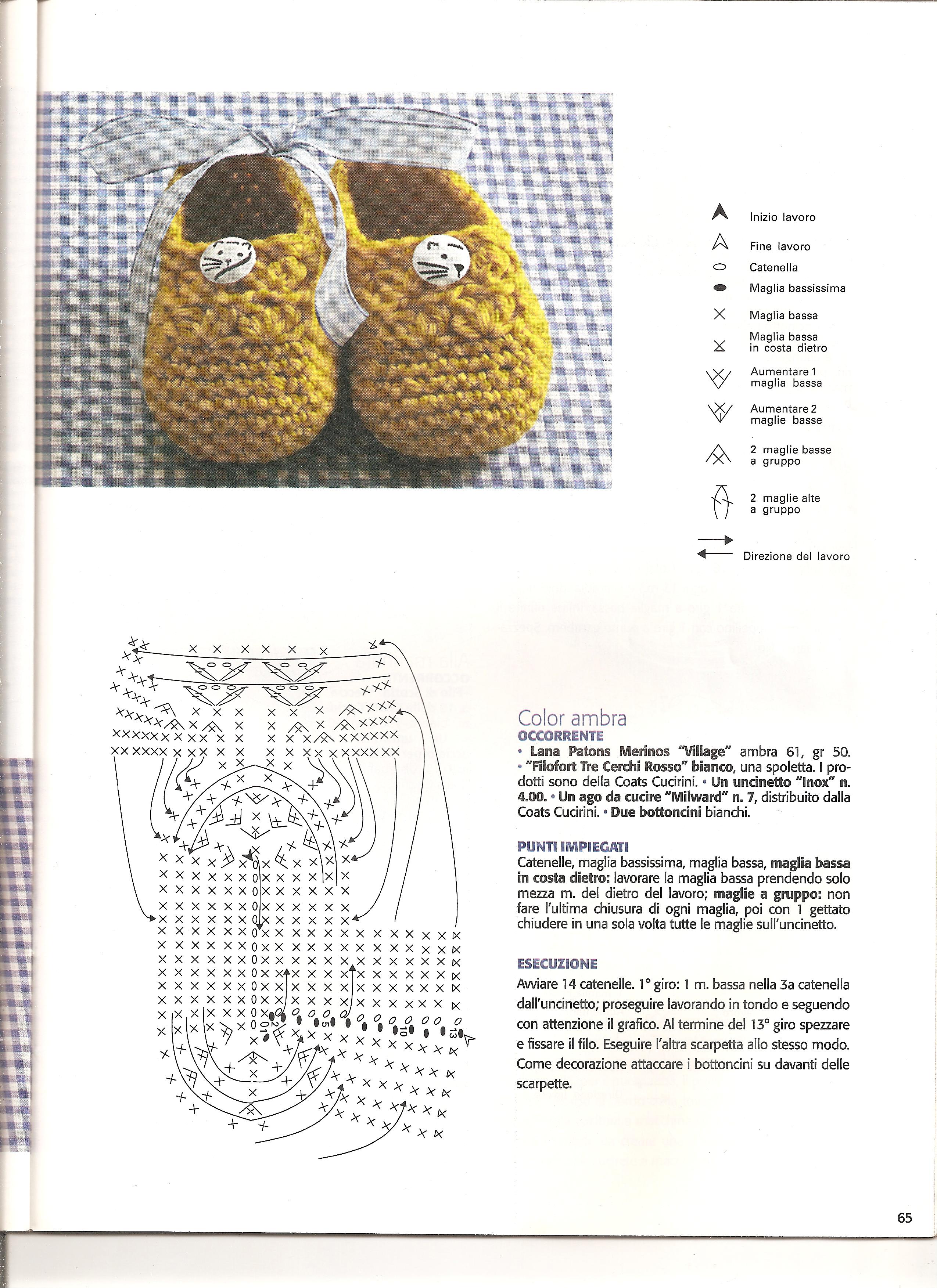 Crochet baby yellow shoes with buttons