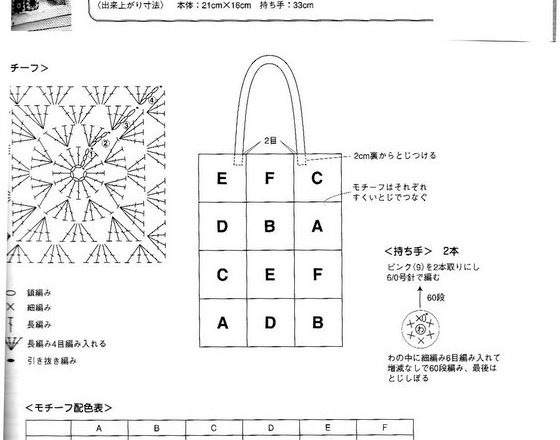 Crochet bag modules colored squares (2)
