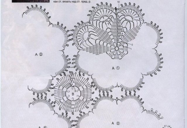 Crochet bedspread rounded modules and roses of Ireland (2)