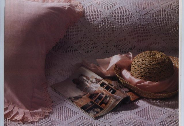 Crochet bedspread squared modules and spiked border (1)