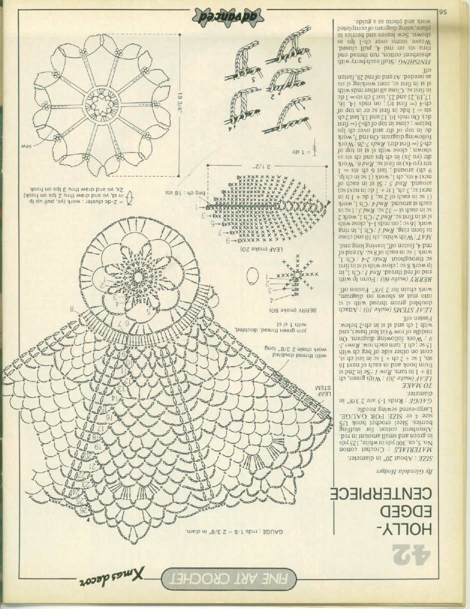 Crochet bih doily Christmas holly (2)