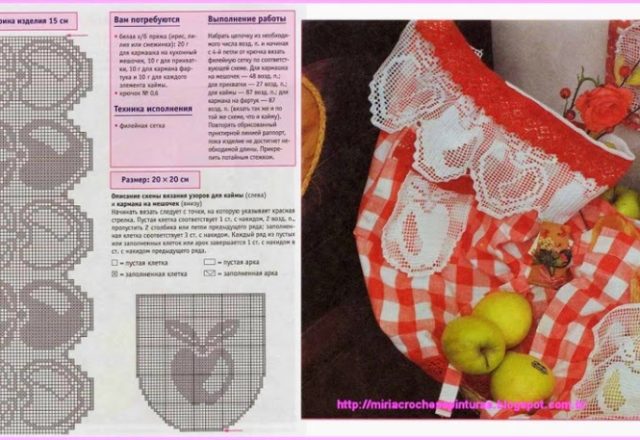 Crochet filet border with apples