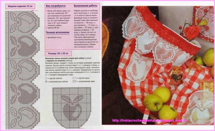 Crochet filet border with apples