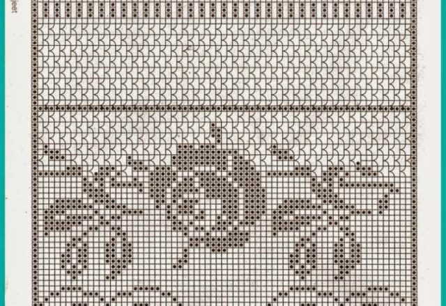 Crochet filet pattern high border with roses