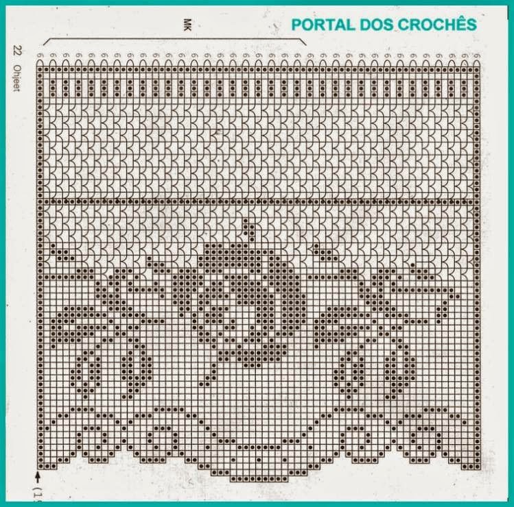 Crochet filet pattern high border with roses