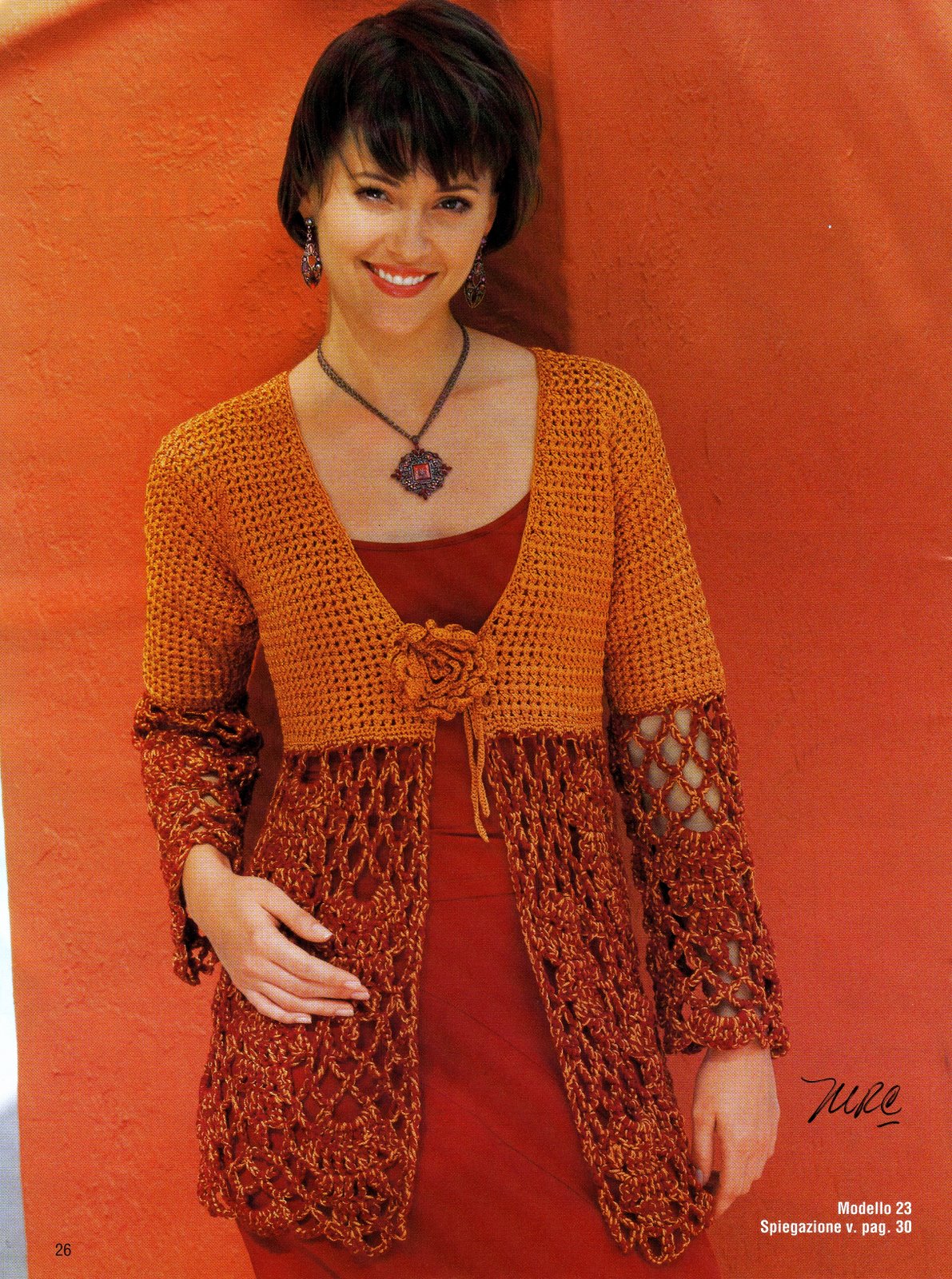 Crochet jacket with rosette (1)