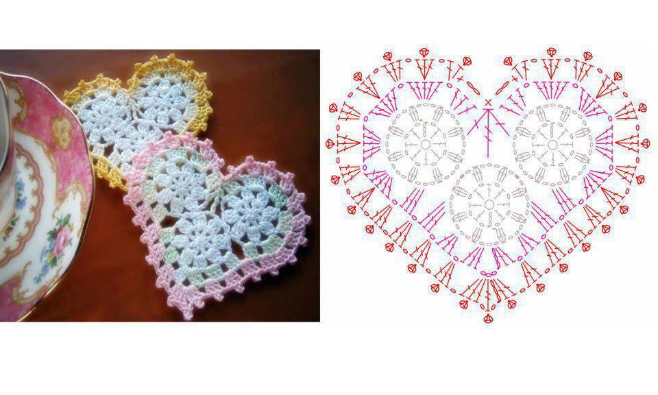 Crochet little heart with flowers