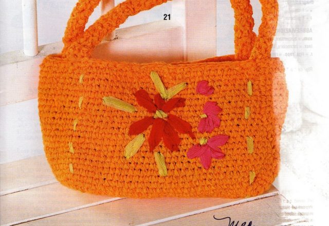 Crochet orange handbag (2)