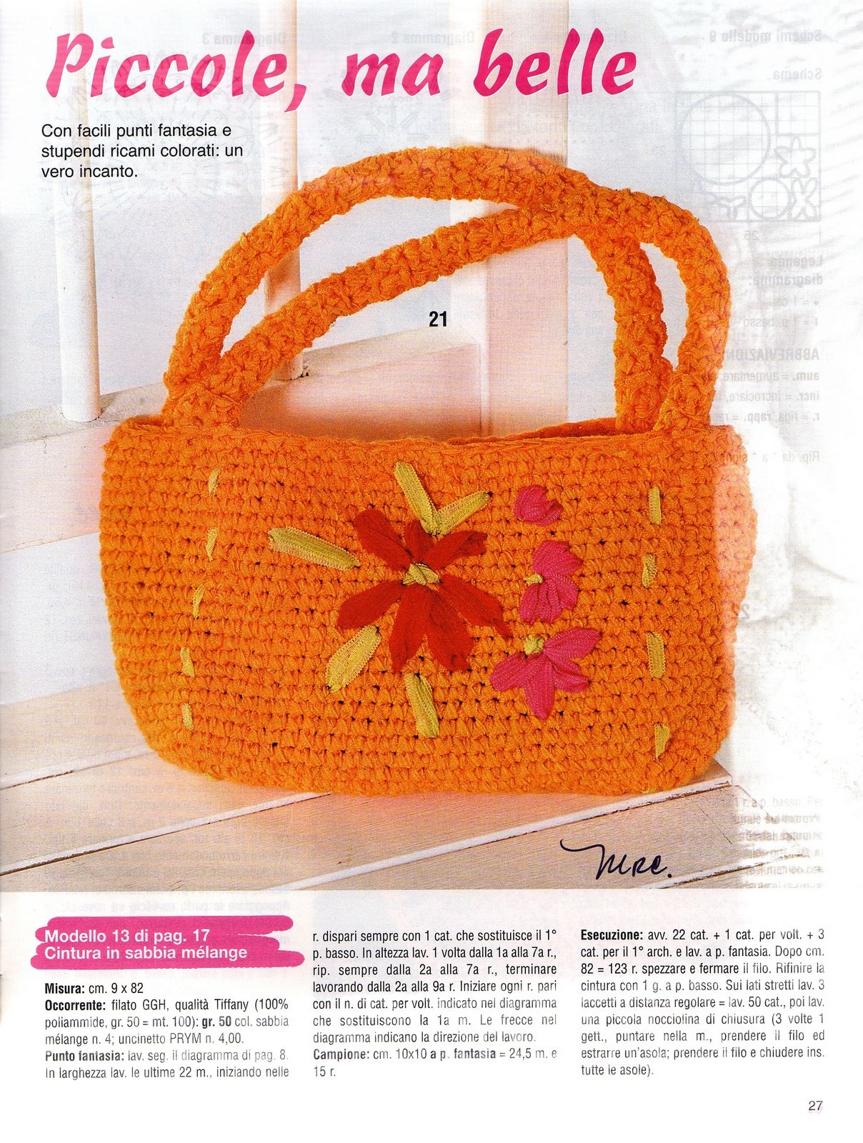 Crochet orange handbag (2)