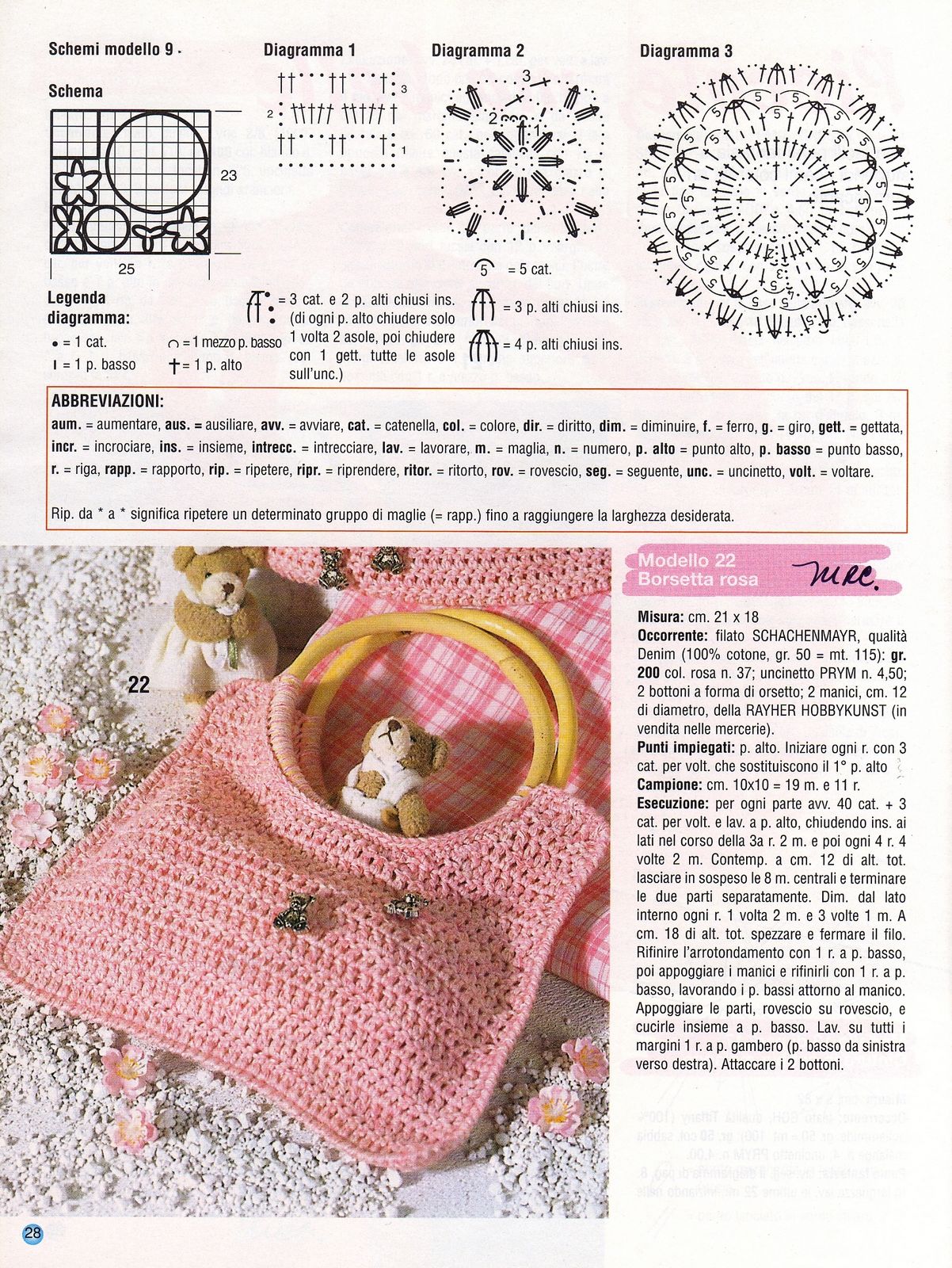Crochet pink bag