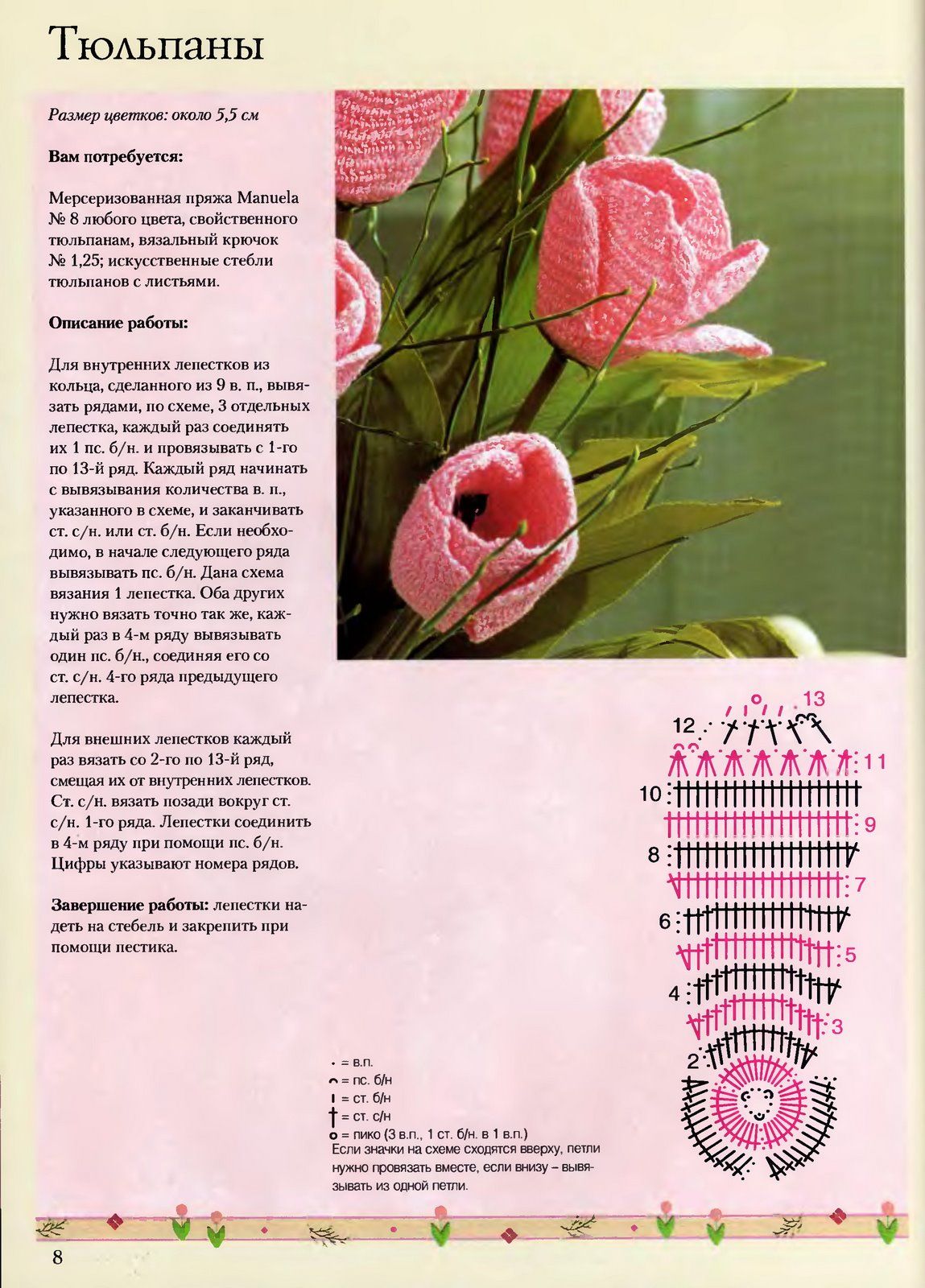 Crochet pink tulips flowers (2)