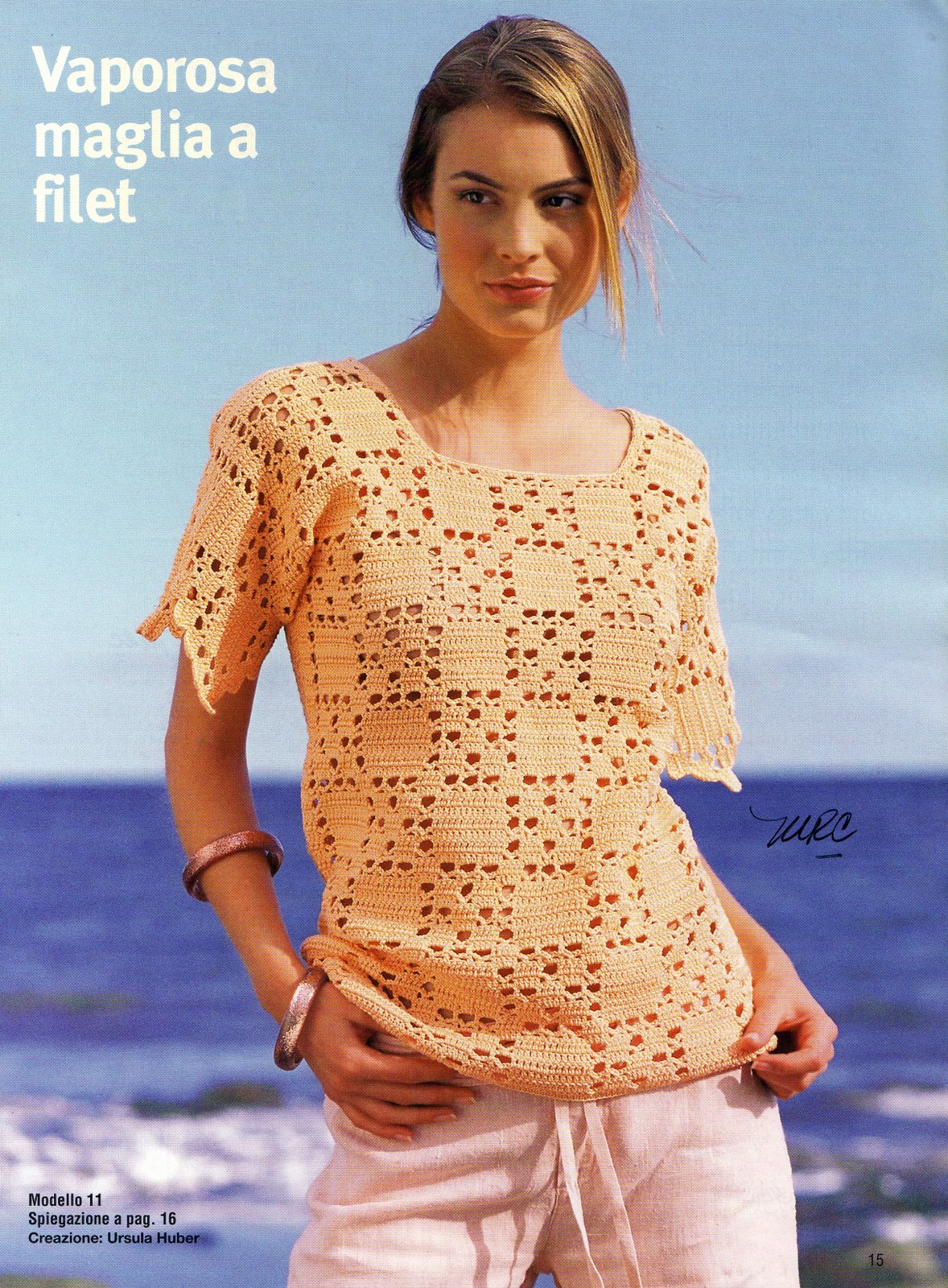 Crochet pullover with rhombus (1)