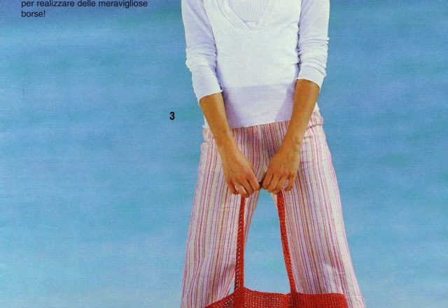 Crochet raffia bag colored bands (1)