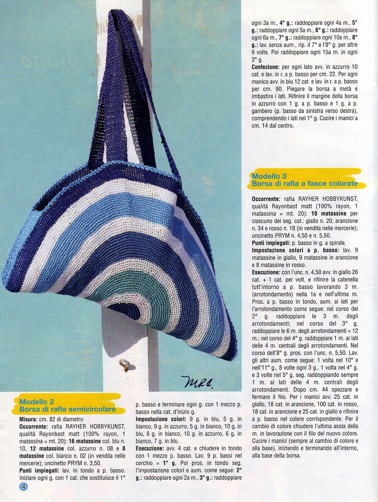 Crochet raffia bag semicircular