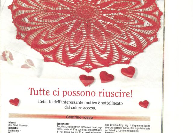 Crochet red and white doily (1)