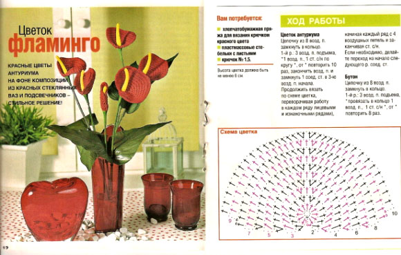 Crochet red anthurium