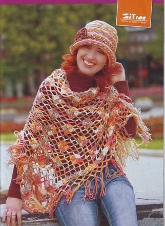 Crochet shawl with fringes colorful (1)