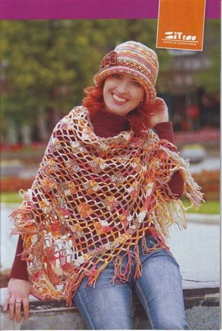 Crochet shawl with fringes colorful (1)