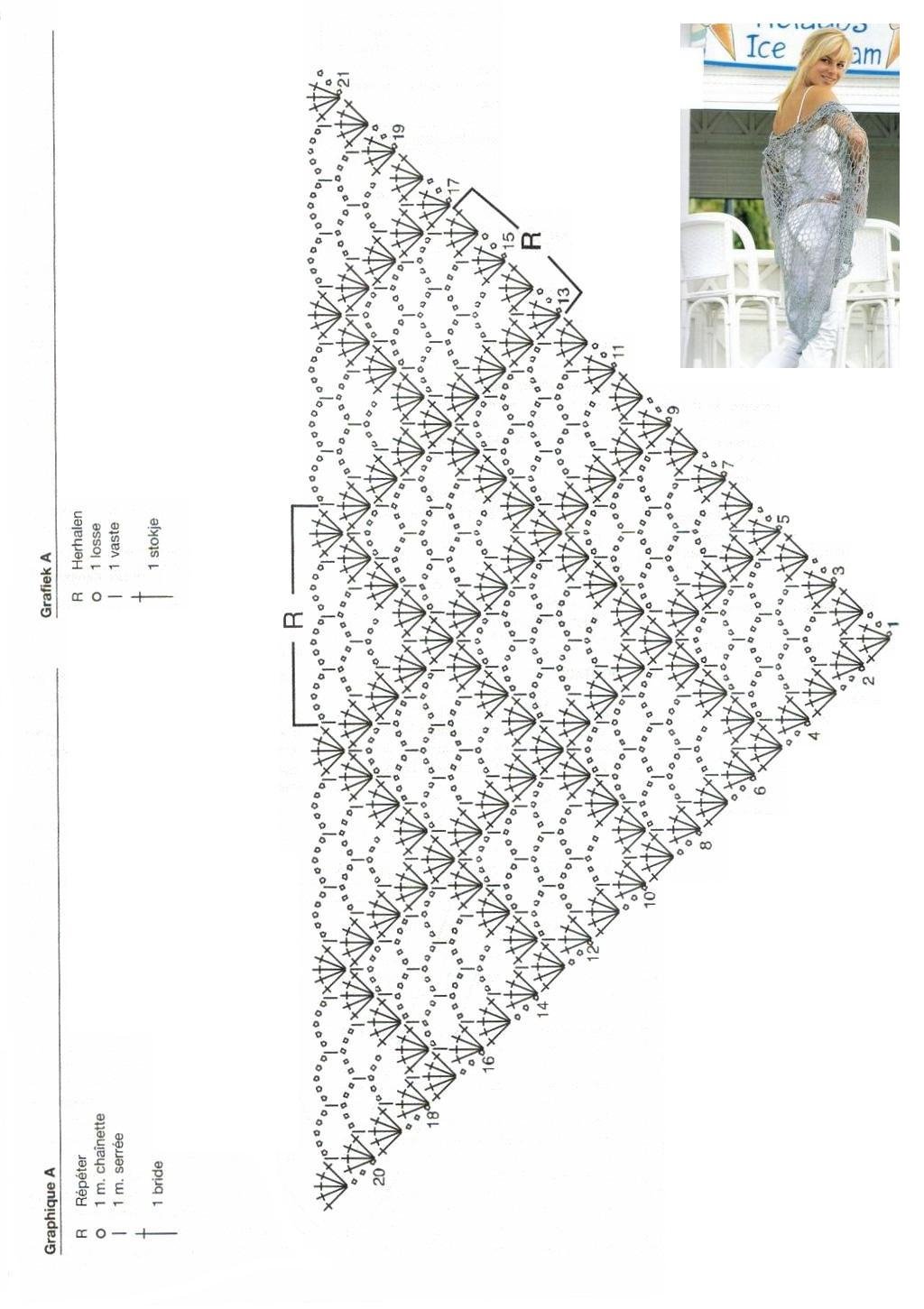 Crochet shawl with rhombus (2)