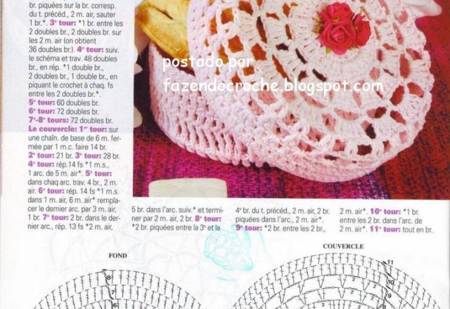 Crochet small starched round box