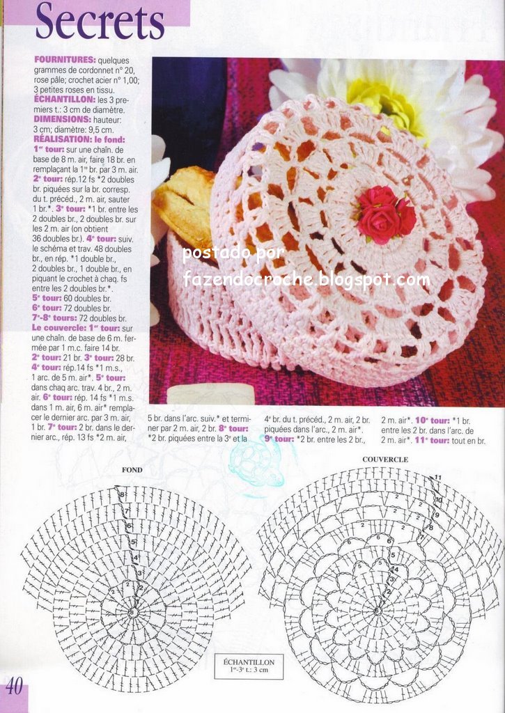 Crochet small starched round box